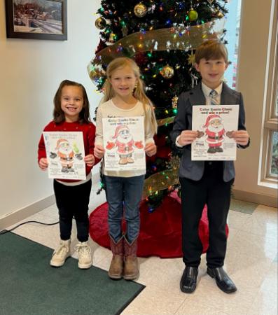 Carlee Watson, Esther Craft and Xavier Raisor, winners of the 2021 DEI White Christmas Coloring Contest