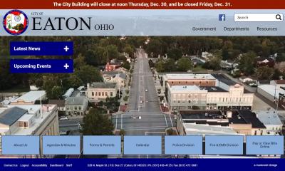 Screenshot of new City of Eaton homepage