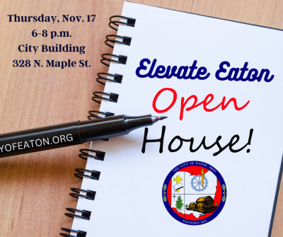 Elevate Eaton open house on notebook 