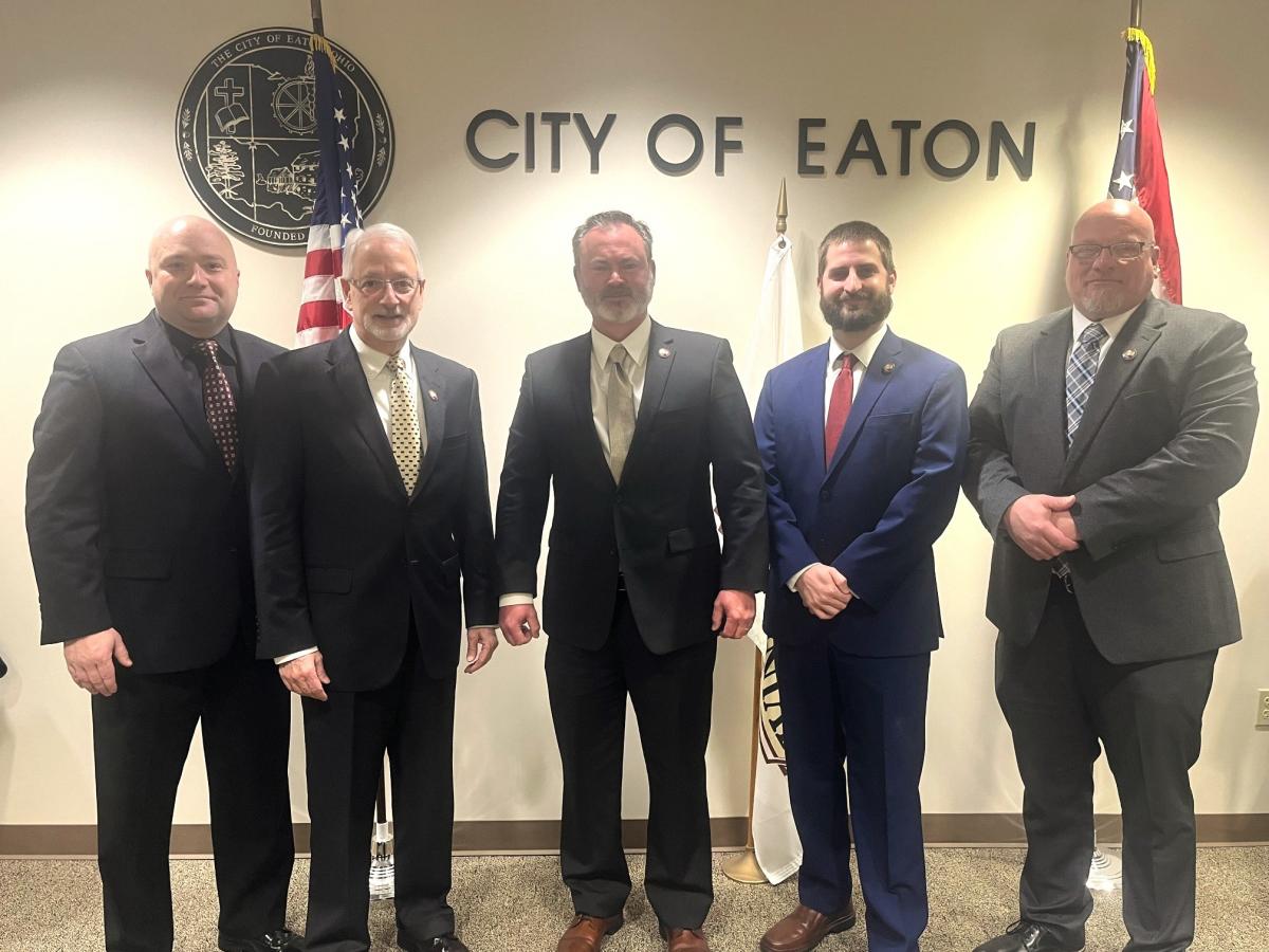 Eaton City Councilmen Brad Moore, Vice Mayor David Kirsch, Mayor Matt Venable, Christopher Carr and Jim Ball.